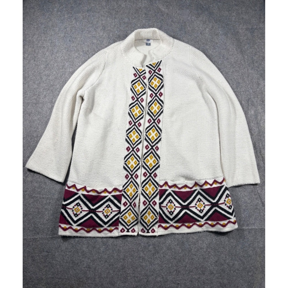 Old Navy Women's Cream Geometric Aztec Knit Cardigan Sweater XXL